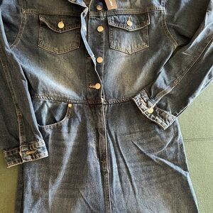 PrettyLittleThing Denim Wide Leg Jumpsuit